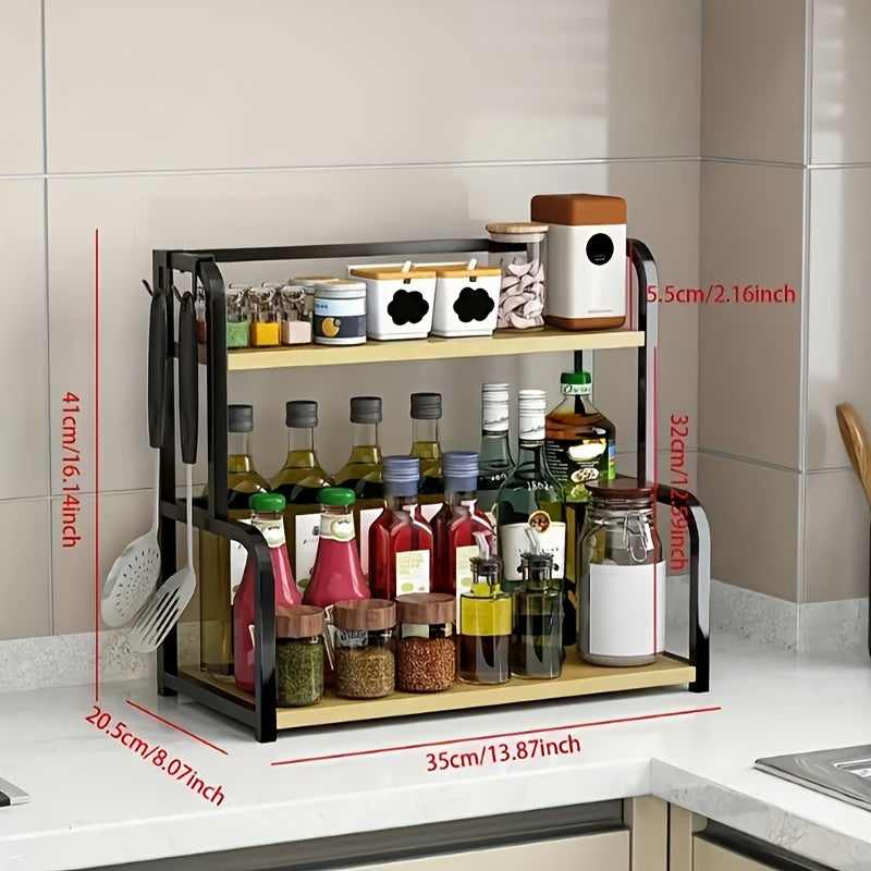 Stainless Steel Kitchen Storage Rack with Multi-Layer Seasoning Organizer