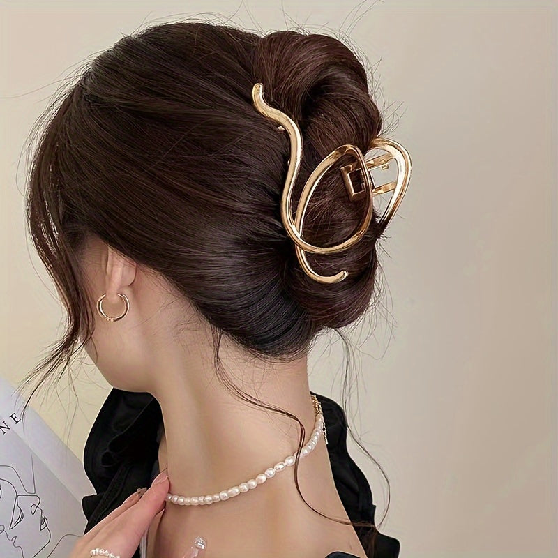 Women's Gold Hair Claw Hair Clip with Hollow Shark Fin Design