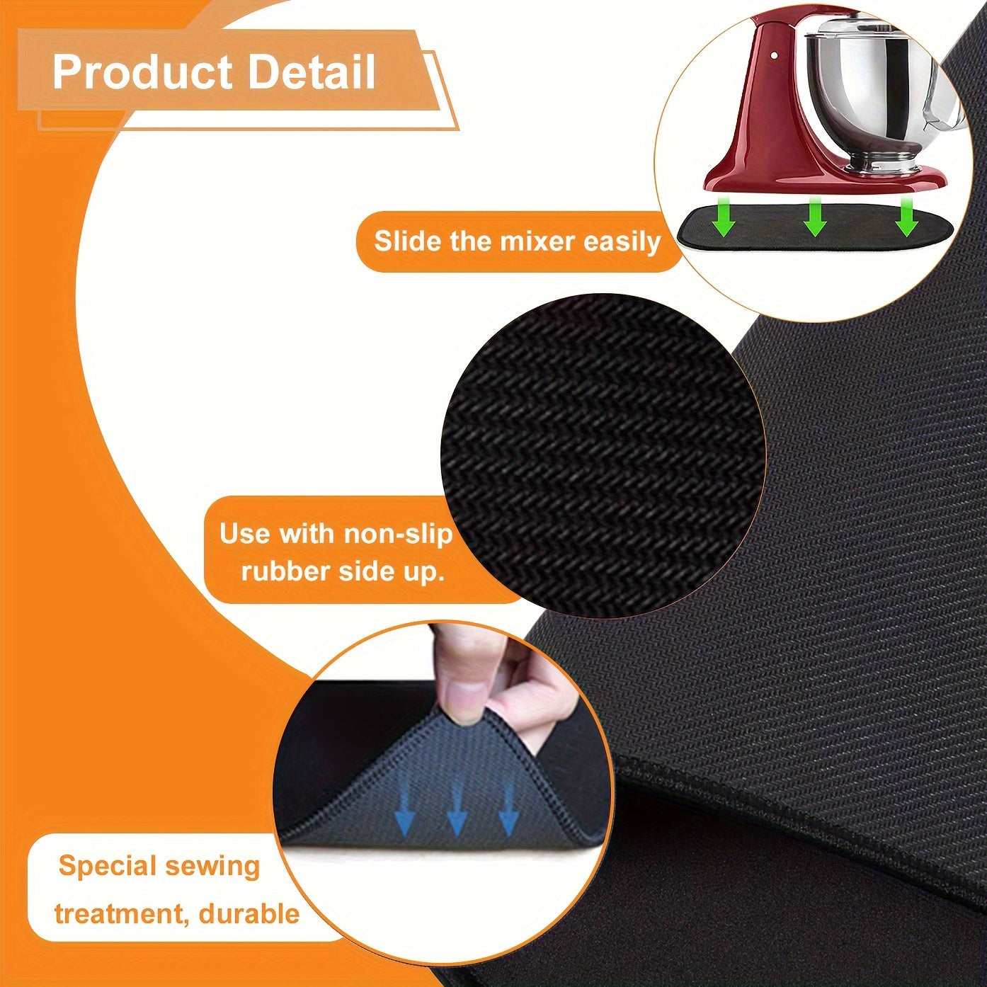 Sliding Mat for 4.5-5 Qt Tilt-Head Stand Mixers Spill-Resistant Tray Rubber Non-Slip
