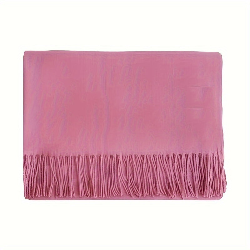 Шарф из имитации кашемира однотонный для женщин с кисточками, теплый для осени и зимы