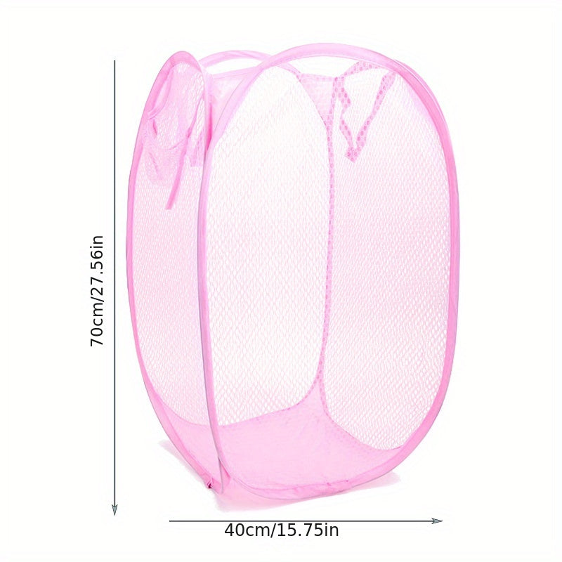 Gran cesta de lavandería con apertura emergente y diseño transpirable de malla, cesta plegable para ropa y juguetes