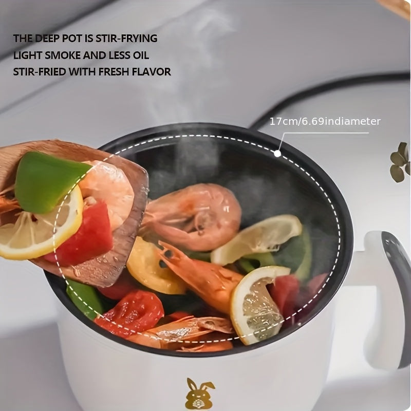 Yotoqxona, ofislar va karavonlar uchun elektr issiq qozon. Qaynatish, bug'lash, qovurish va qovurish uchun ko'p funksiyali. Yopishmaydigan yuzasi Evropa standarti rozetkasi bilan.