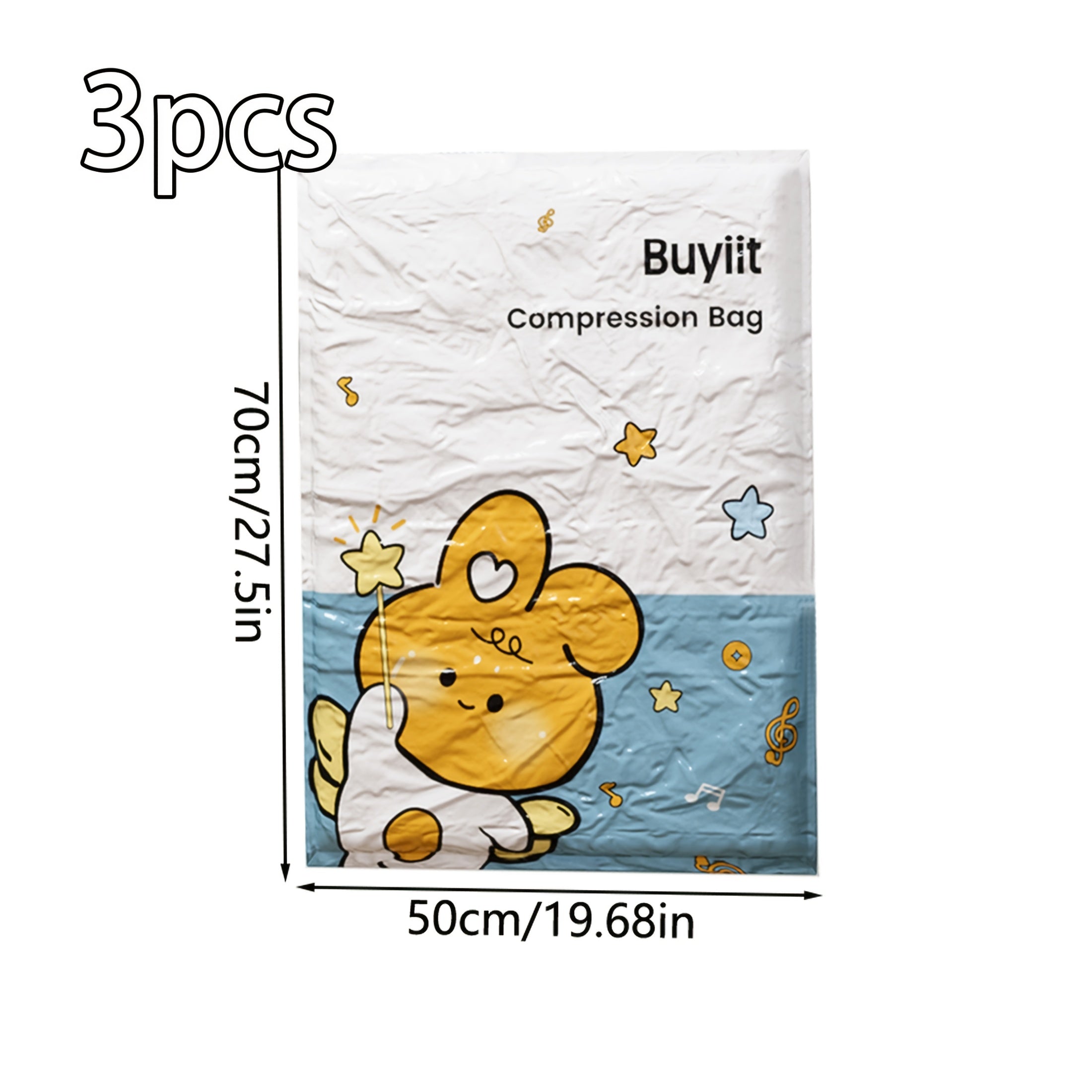 3 ta yurak bargi quyonli vakuum saqlash sumkallari to'plami, yostiq, kiyim, to'shaklar uchun, joyni tejash