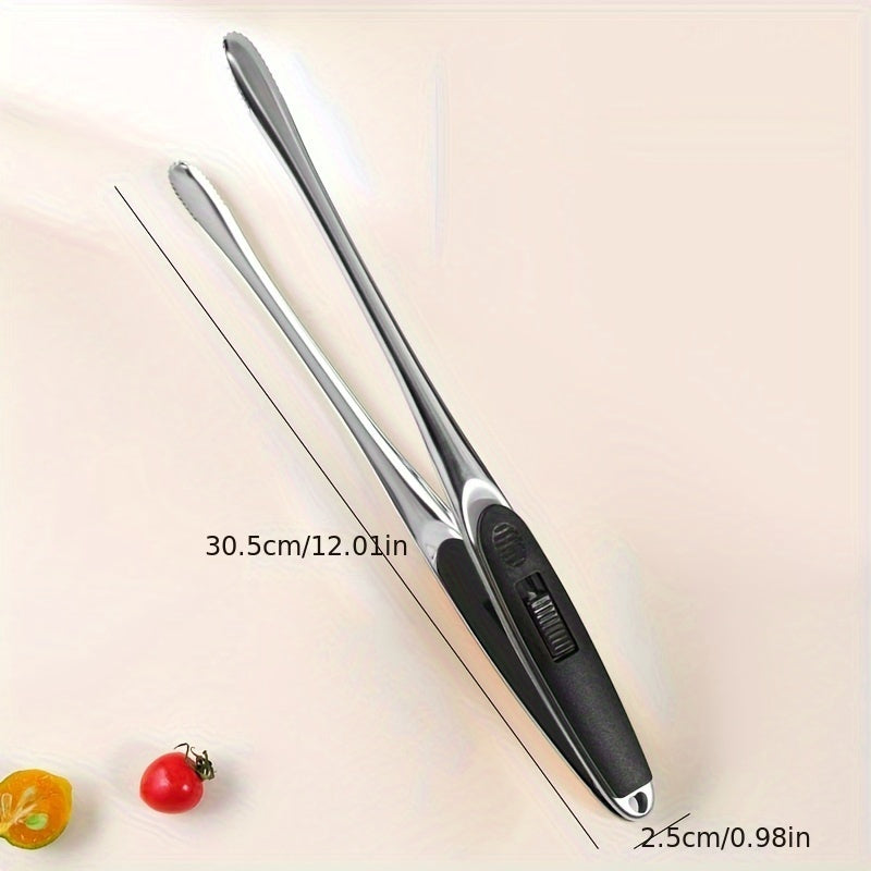 Stainless Steel BBQ Tongs, High-Temperature Resistant, Food-Safe Grilling Tool