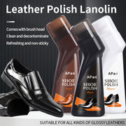 Faux Leather Shoe Polish Liquid with Brush Applicator for Glossy Shoes