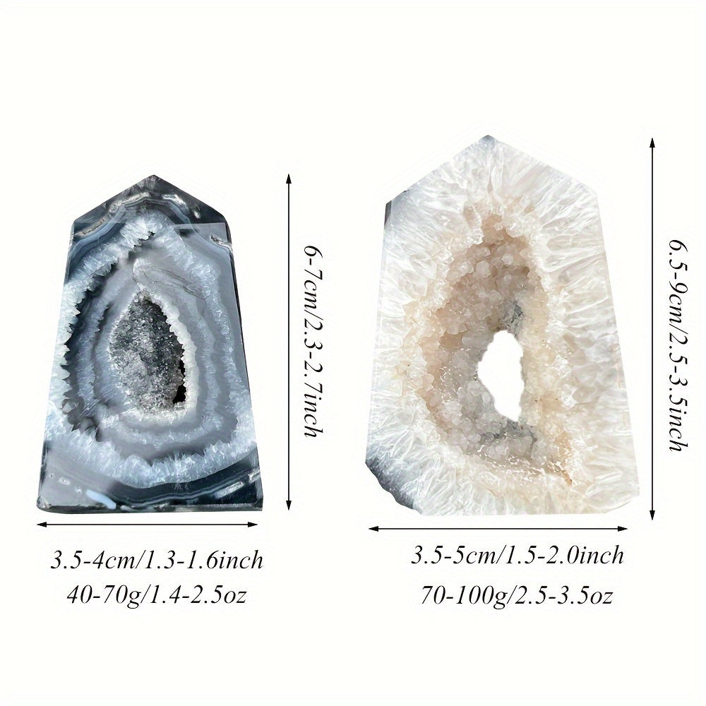 2PC Tabiiy Qora Oniks Geode Agat nuqtalari zargarlik buyumlari va uy bezaklari uchun