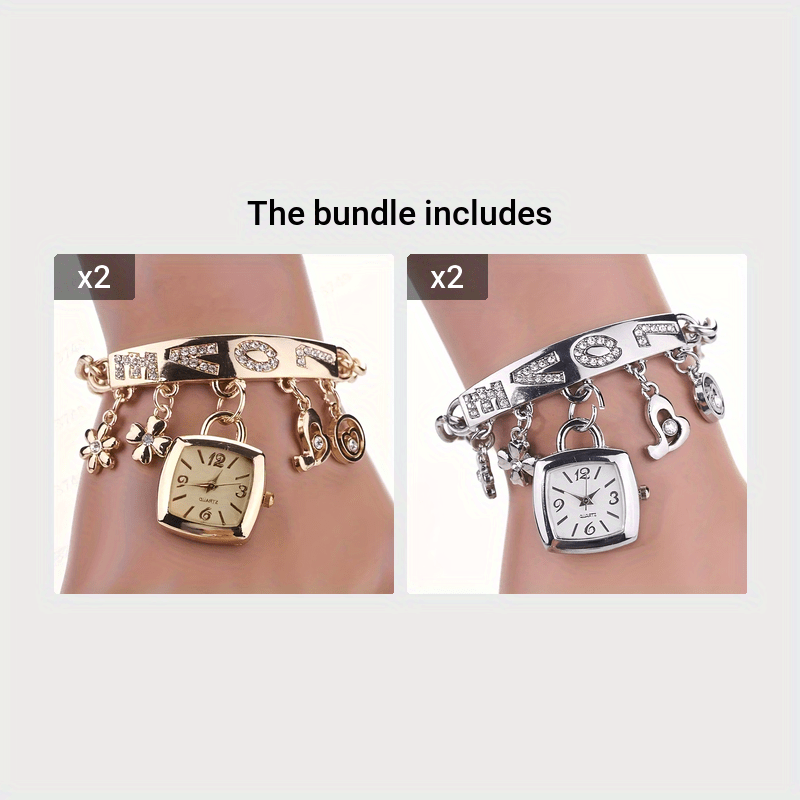 Women's Casual Tonneau Dress Watch with Love Alphabet and Flower Decor Alloy Quartz