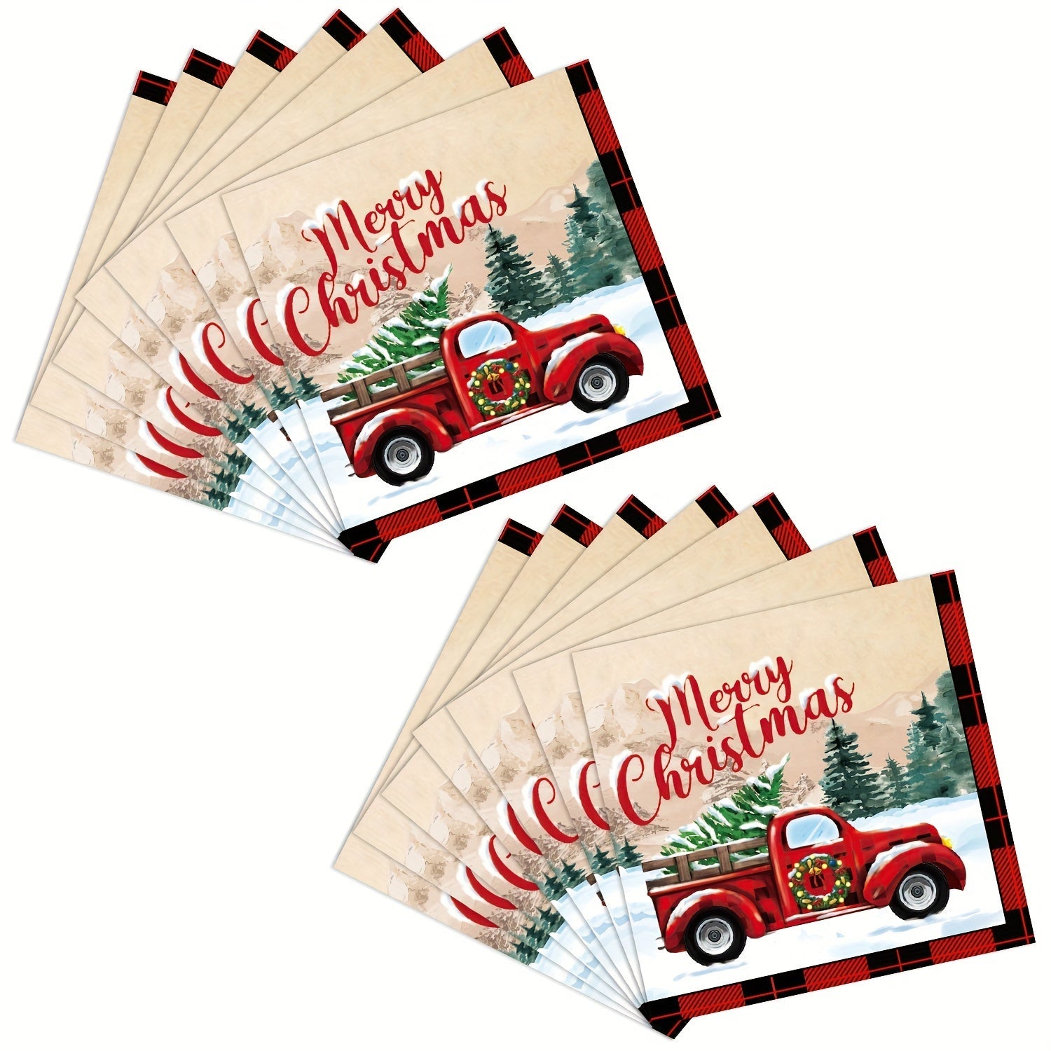 24 Pack Christmas Party Paper Napkins Vintage Truck Design Disposable Holiday Tableware