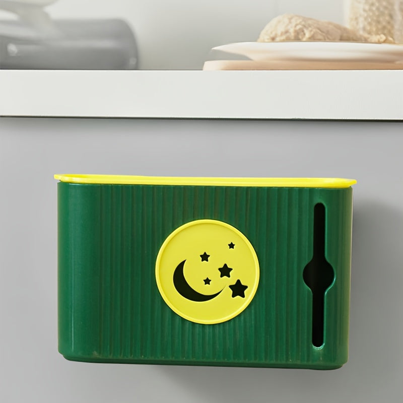 Caja de almacenamiento para bolsas de basura de pared de una pieza, soporte para bolsas de plástico, organizador sin perforaciones