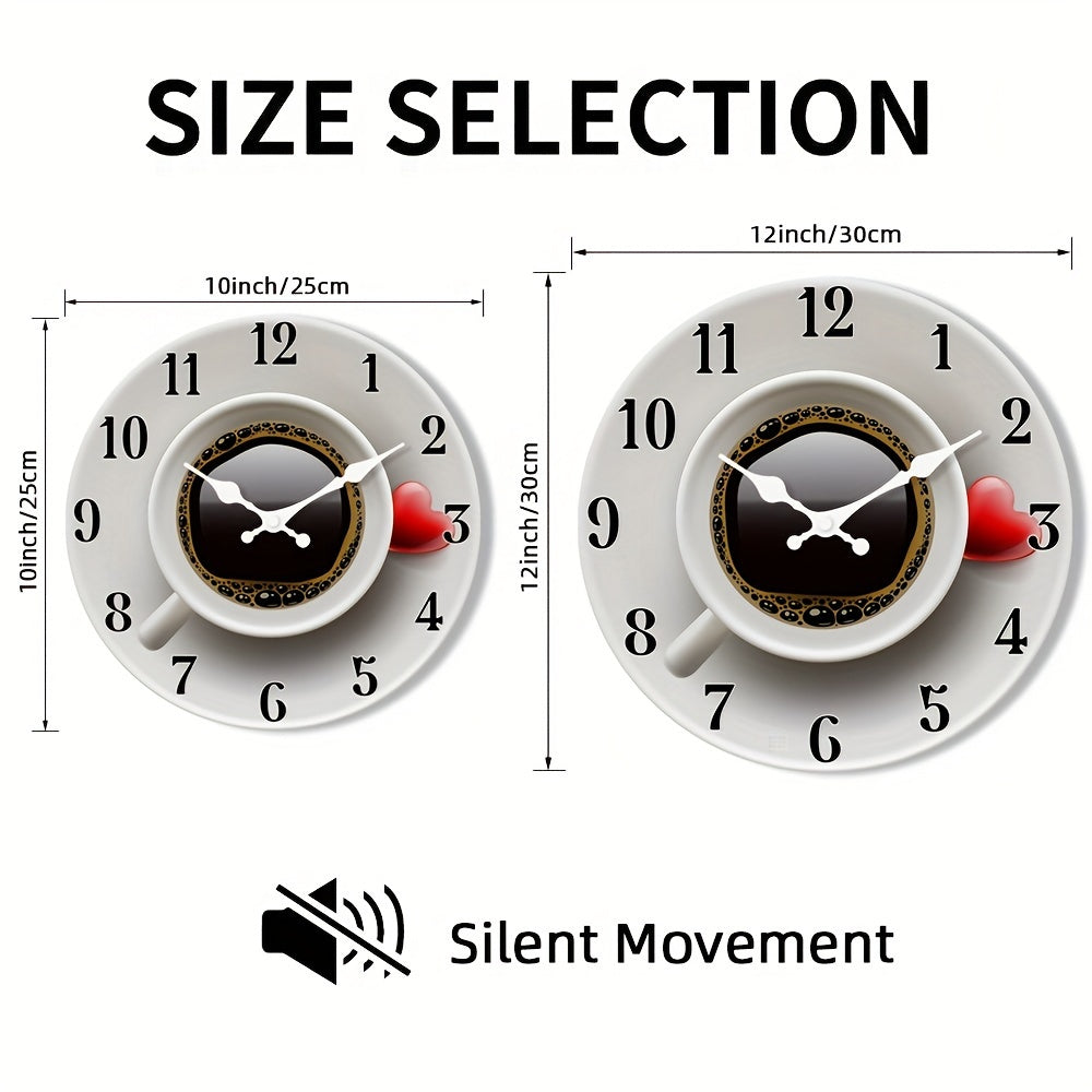 Wooden Wall Clock 10/12 Inch Non-Ticking Circular Decor for Living Room Kitchen Bedroom