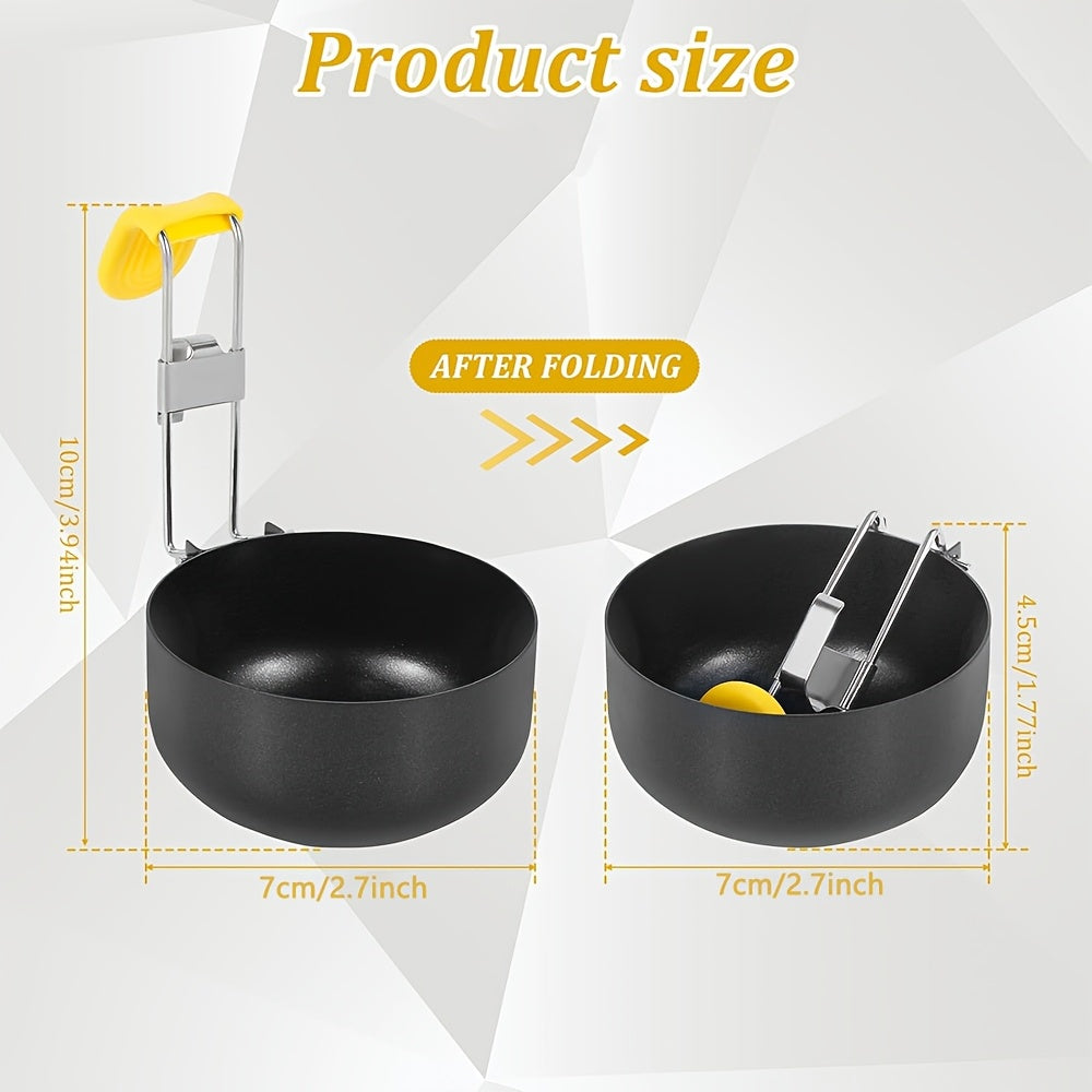 Stainless Steel Egg Poacher Non-Stick Foldable Silicone Handle Kitchen Gadget