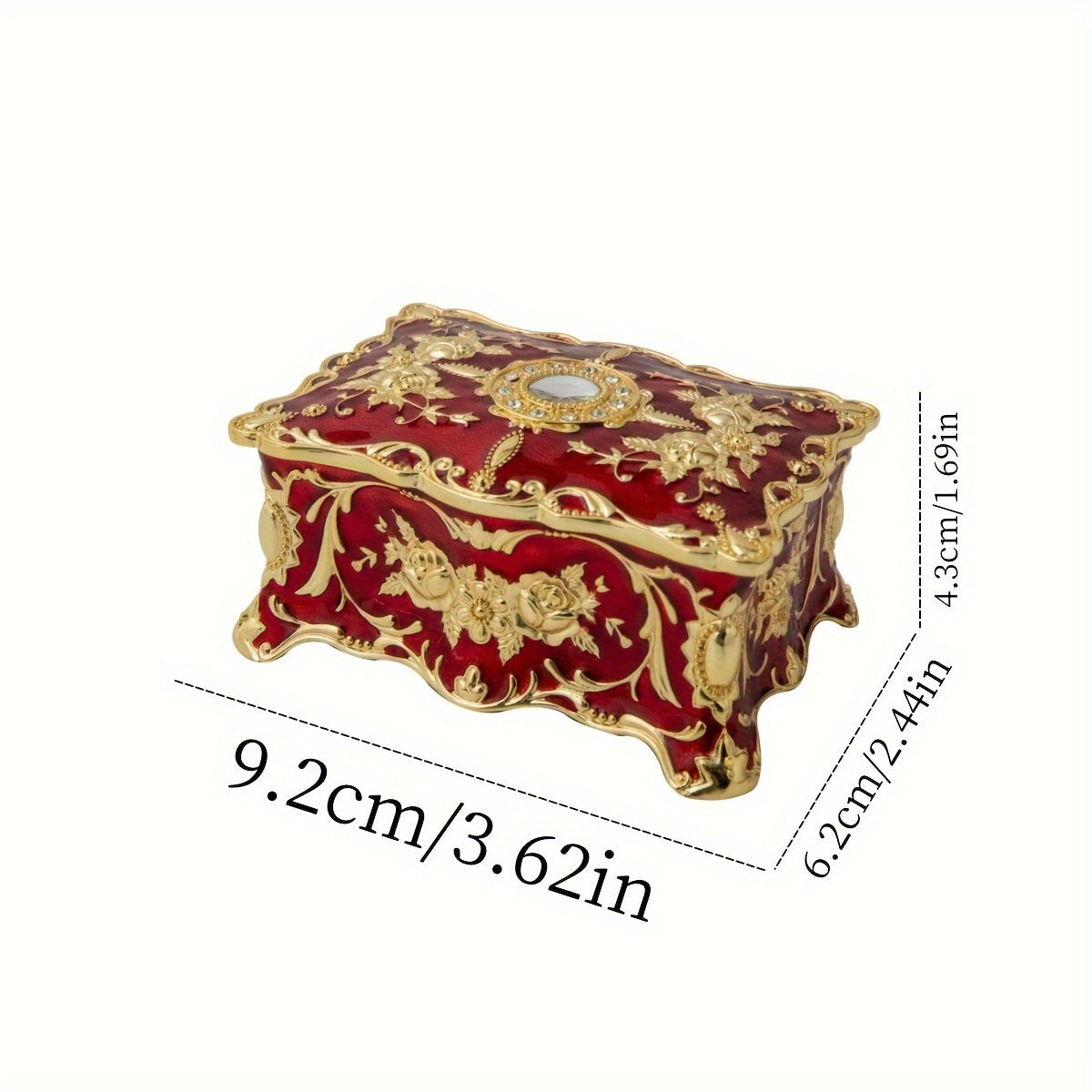 стиль винтаж шкатулка для свадебных украшений с эмалью, с откидной крышкой и отделениями для хранения