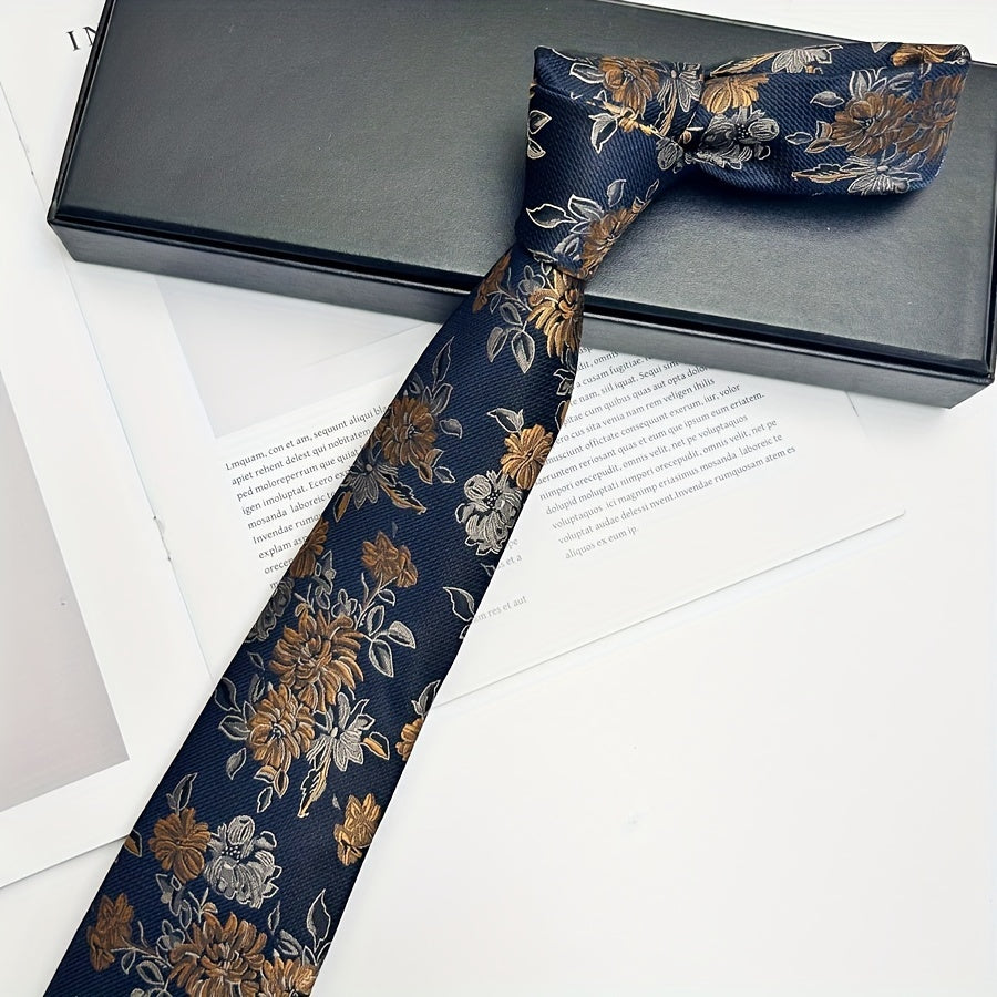 Floral Pattern Polyester Woven Necktie for Business Casual Weddings Groomsmen Pack