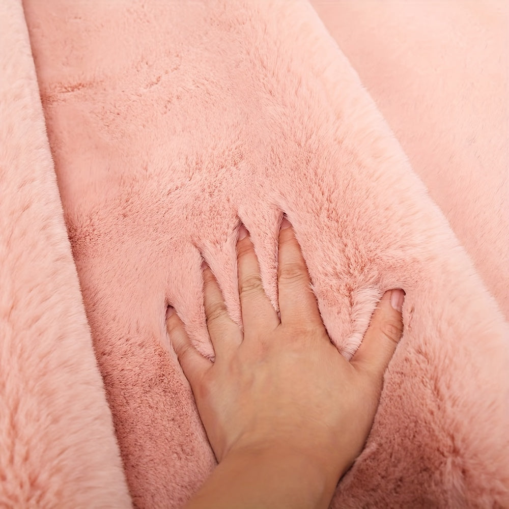 Faux Rabbit Fur Area Rug Soft Plush Stain-Resistant Bedroom Living Room Decor