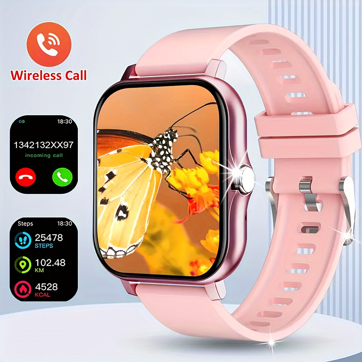 Unisex 1.83-Inch Full Screen Touch Smartwatch with Call and Fitness Tracking