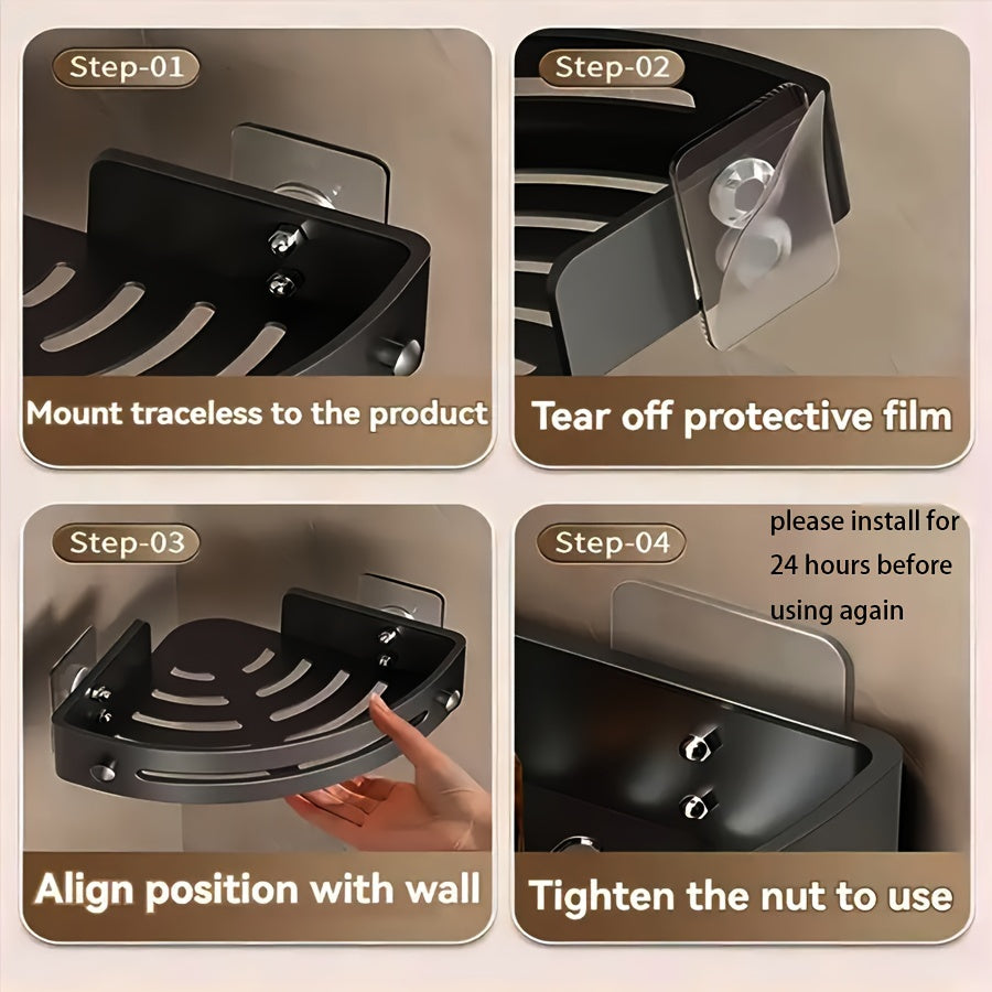 Настенная полка для душа без сверления для косметики и туалетных принадлежностей в ванной