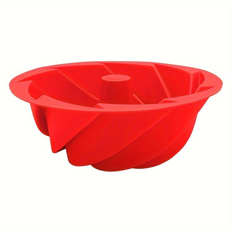 Silicone Bundt Cake Mold Set with Whisk and Egg Separator Red Spiral Fluted Tube Pan for Baking