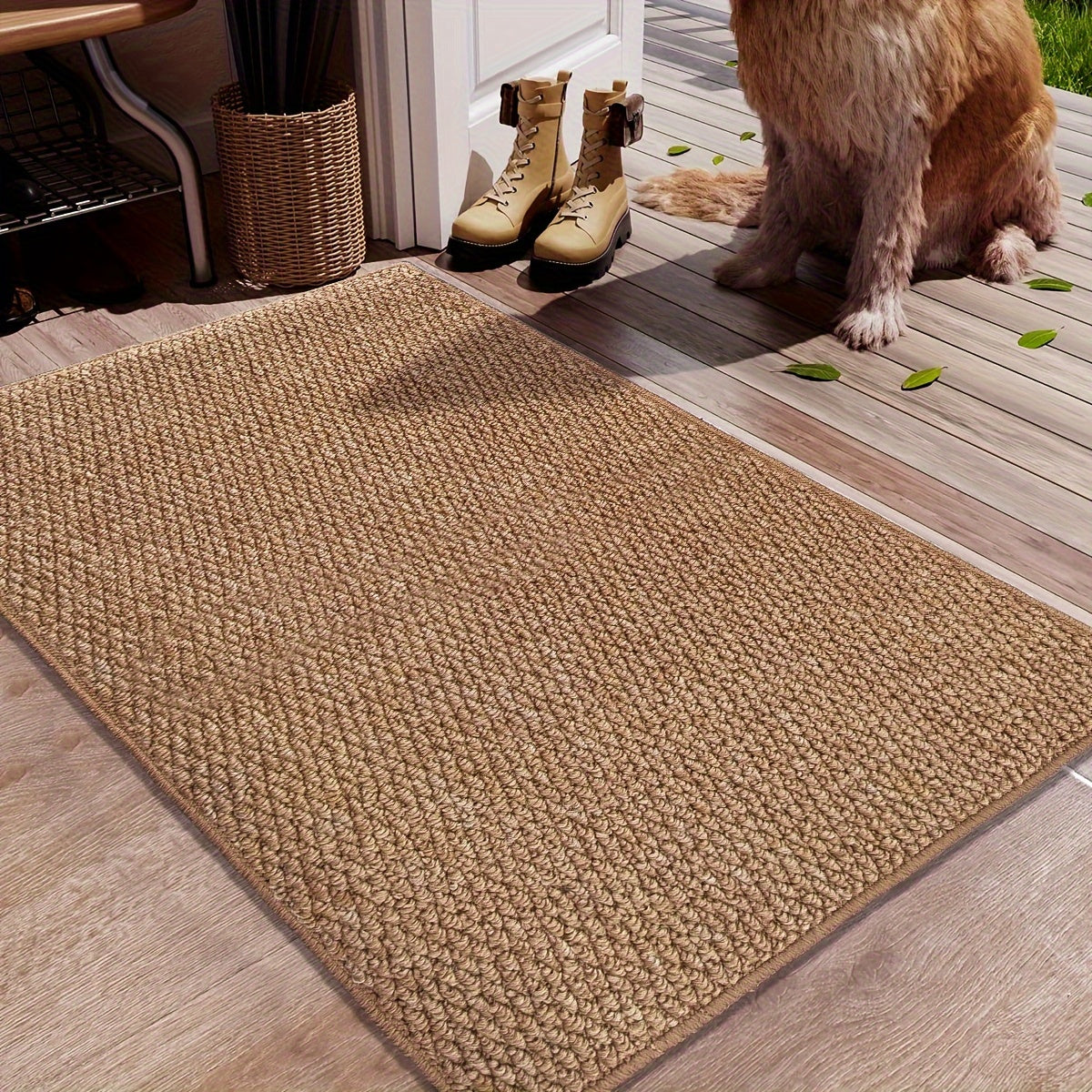 Machine Washable Doormat with Water Absorbent Dirt Resistant Rectangular Indoor Outdoor