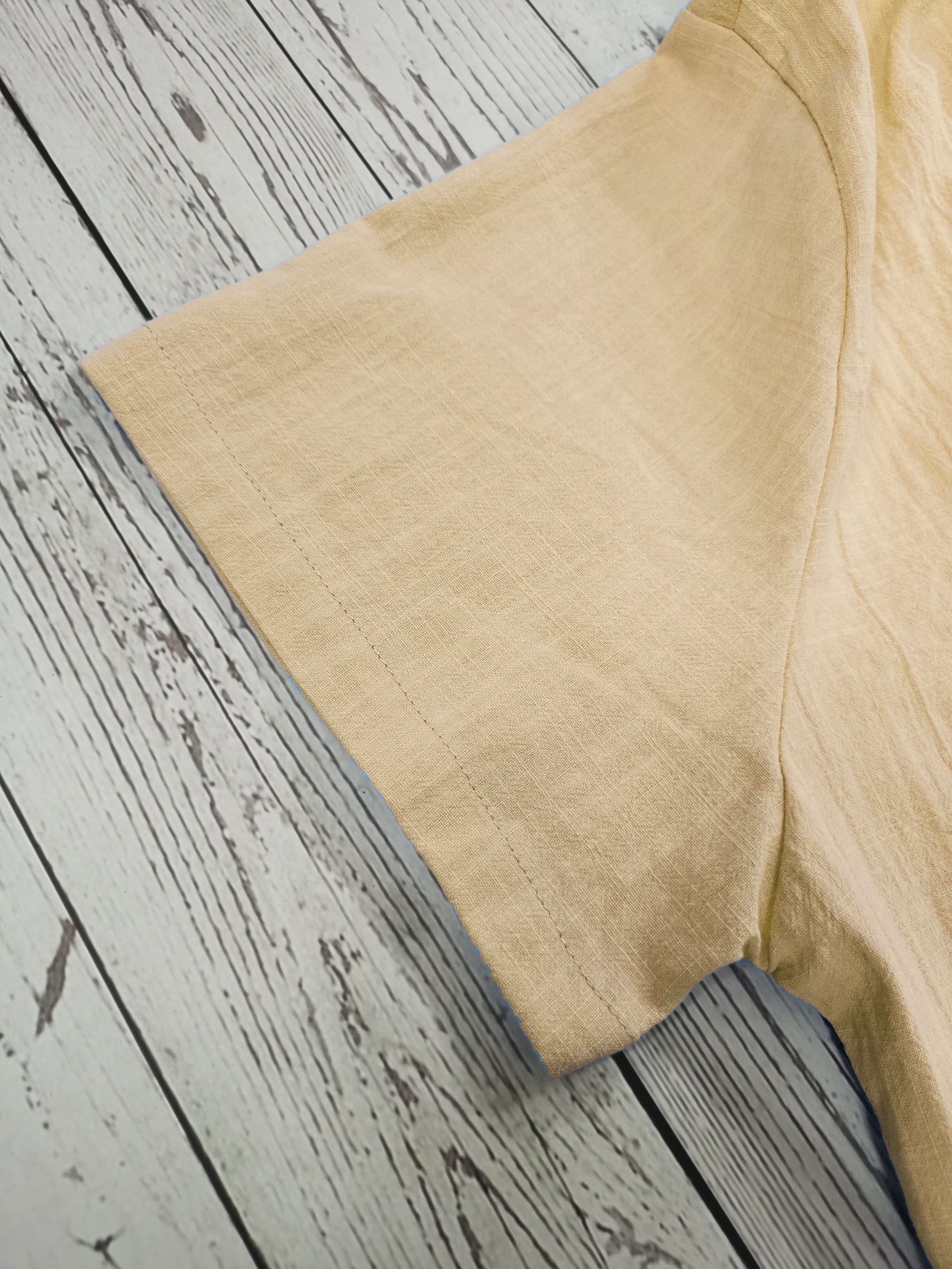 Men's Cotton Blend Short Sleeve Shirt with Stand Collar Pocket Solid Plus Size