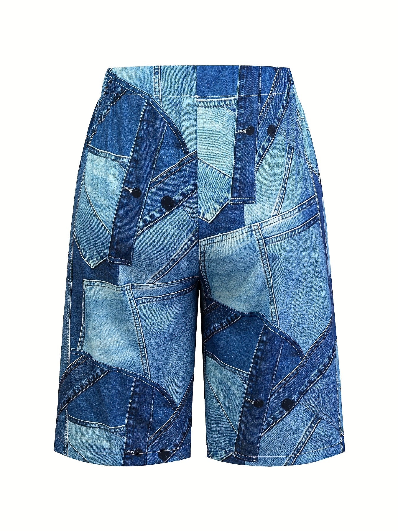 Шорты женские джинсовые с принтом, повседневные, с эластичным поясом, летние пляжные