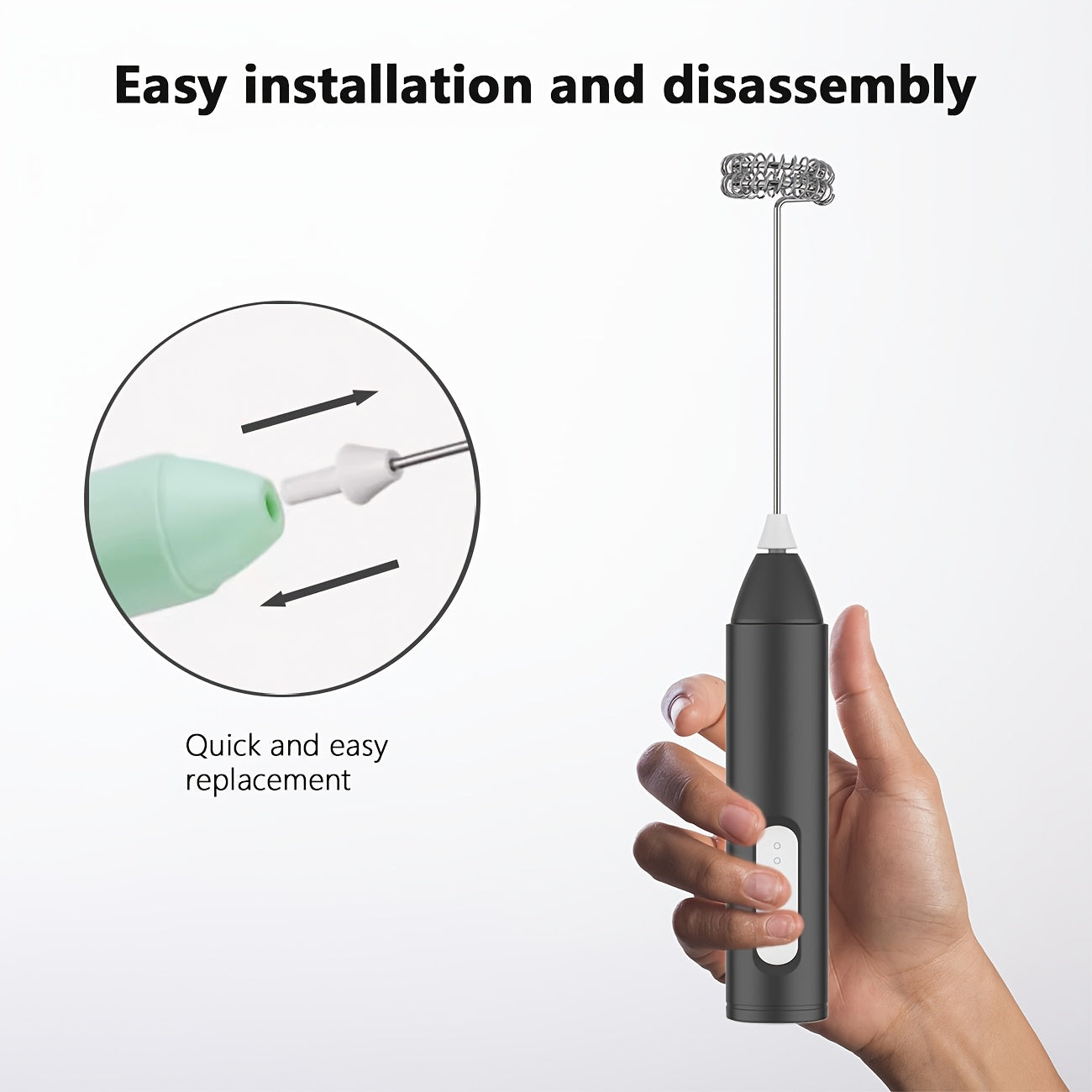 Электрический взбиватель для молока USB, перезаряжаемый, ручной, белый, с 3 уровнями пены