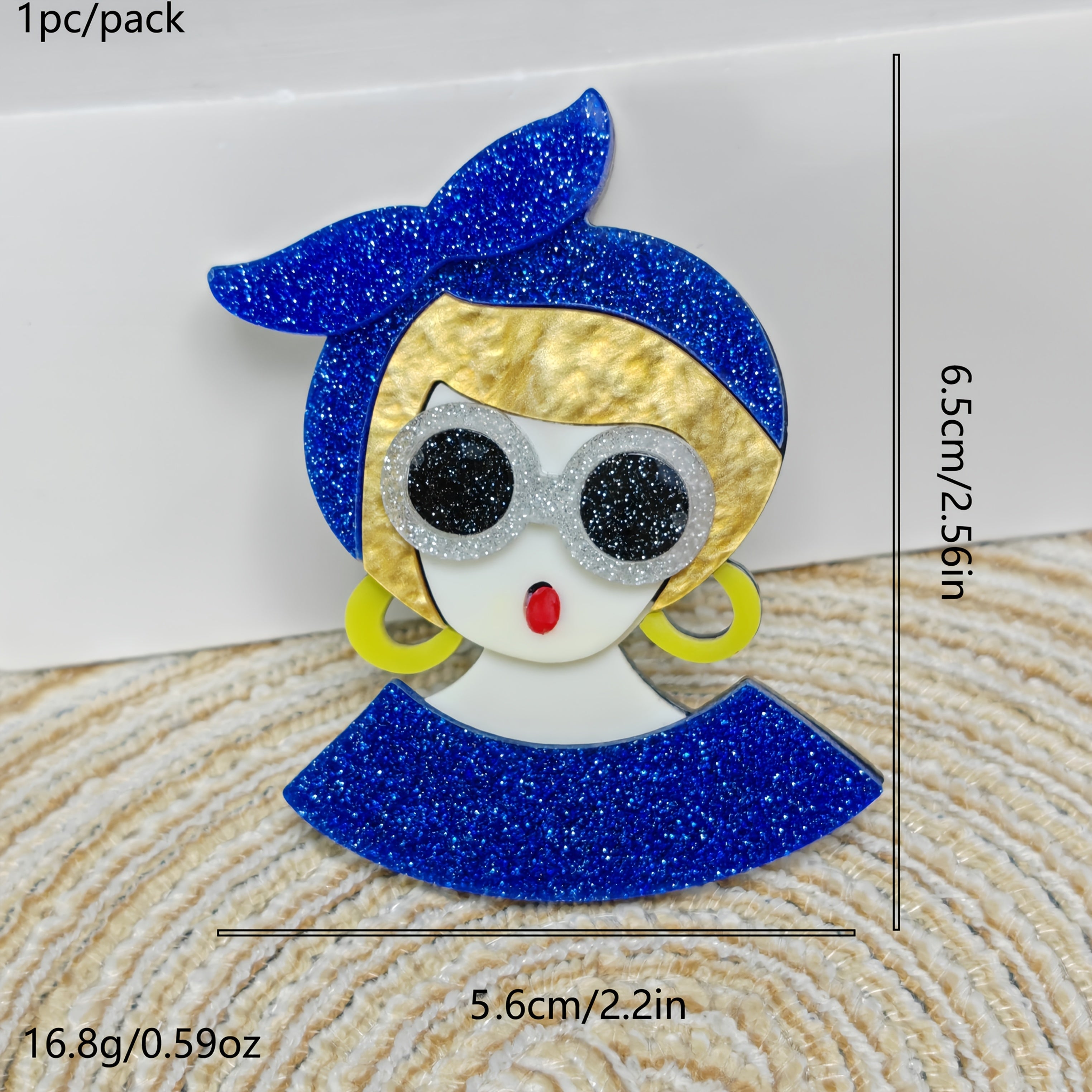 Unisex Retro White-Collar College Accessory in Royal Blue Acrylic