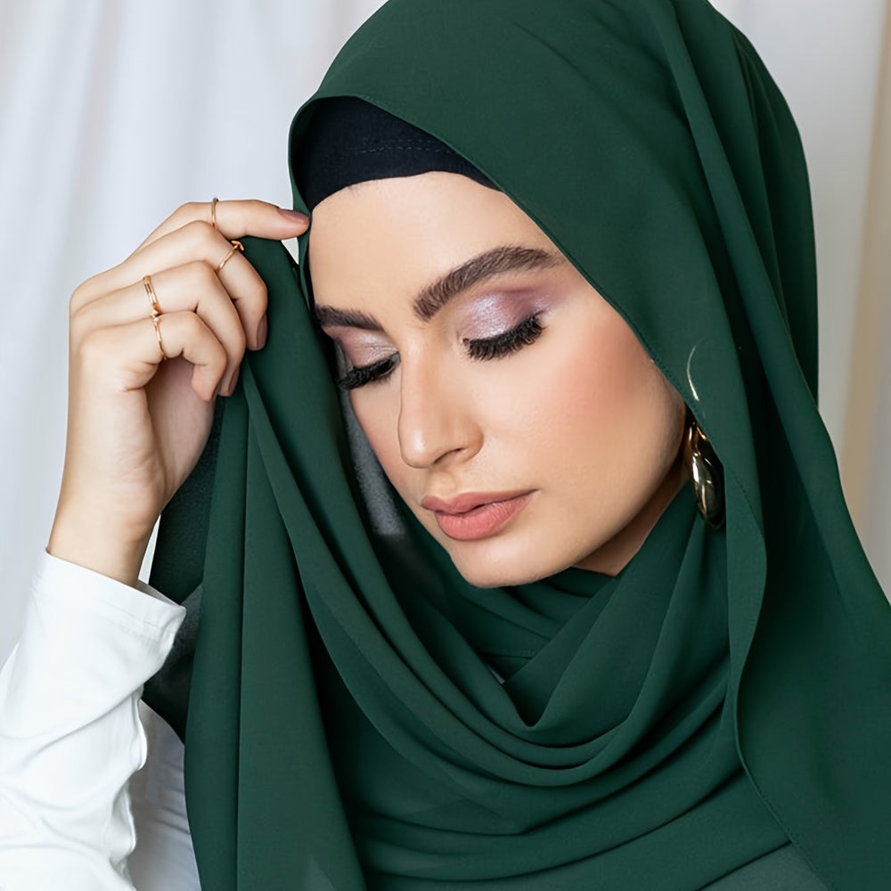 Solid Color Chiffon Hijab Scarf for Women Soft Lightweight Versatile Head Cover