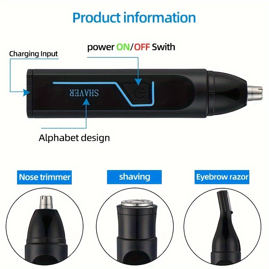 Комплект для ухода за мужчинами "все в одном" с триммером для носа, ушей и бровей, перезаряжаемый через USB