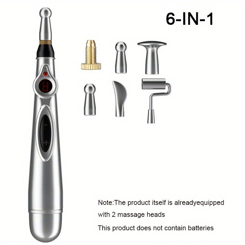 Electric Massage Pen with 9 Modes Digital Display Interchangeable Heads for Back Waist Legs