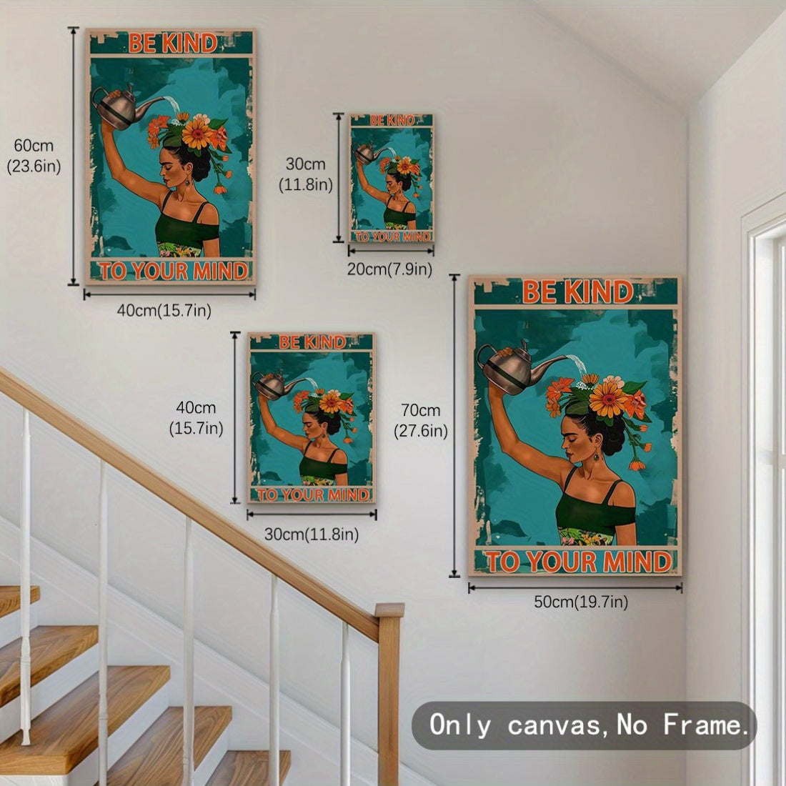 Floral Canvas Wall Art Print for Living Room Bedroom Home Office Fall Winter Portrait Style