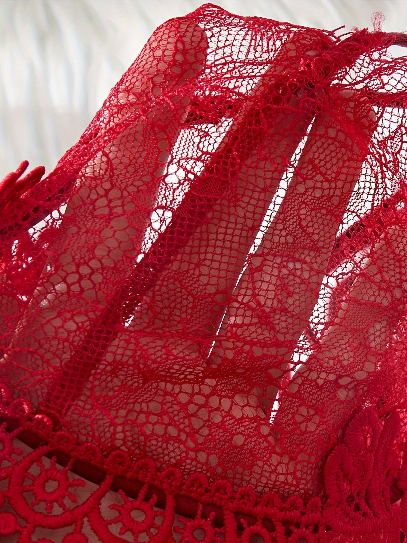 Women's Lingerie Set Satin Lace Pink Size Small