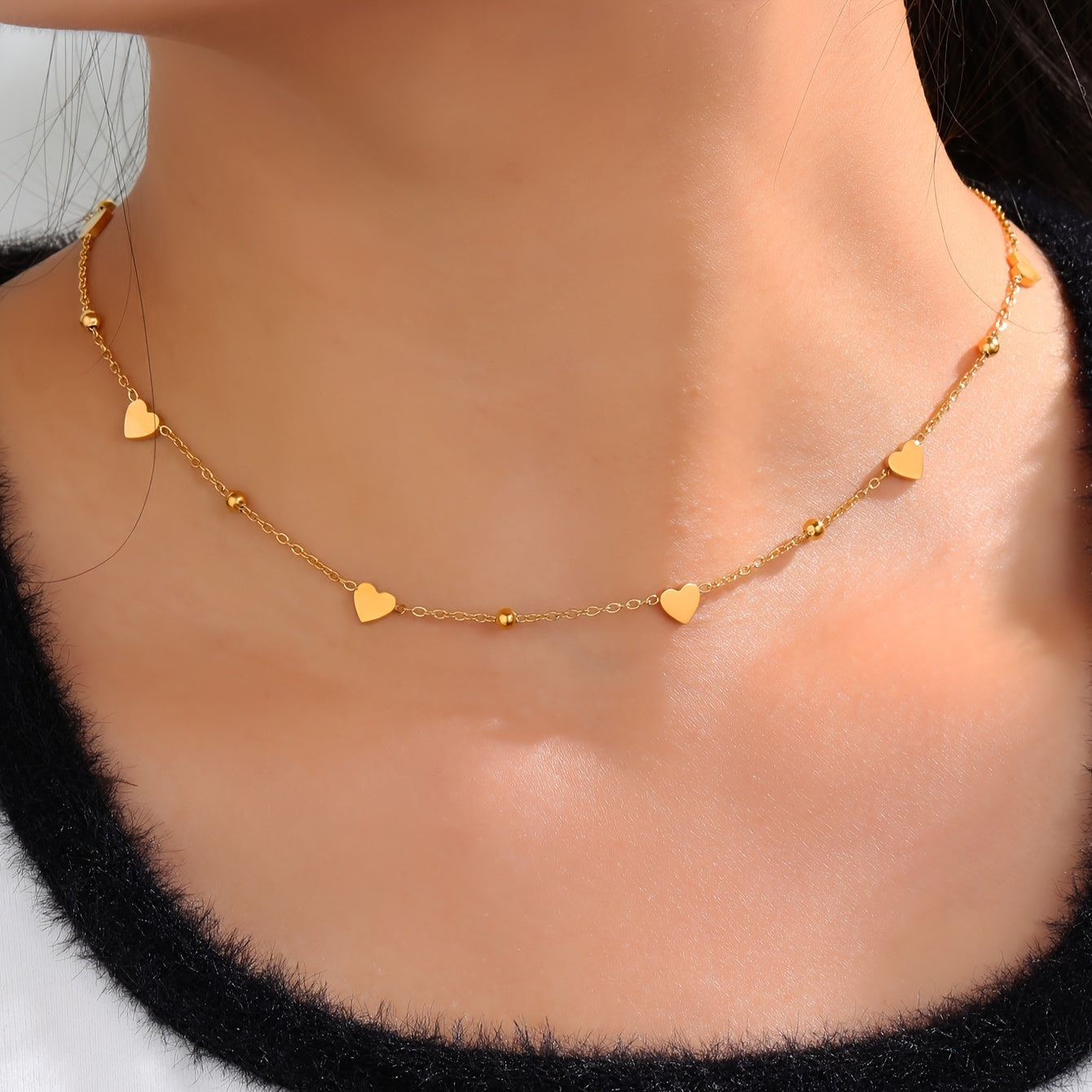 Women’s 18K Gold Plated Stainless Steel Heart Pendant Necklace for Daily Wear and Gifting