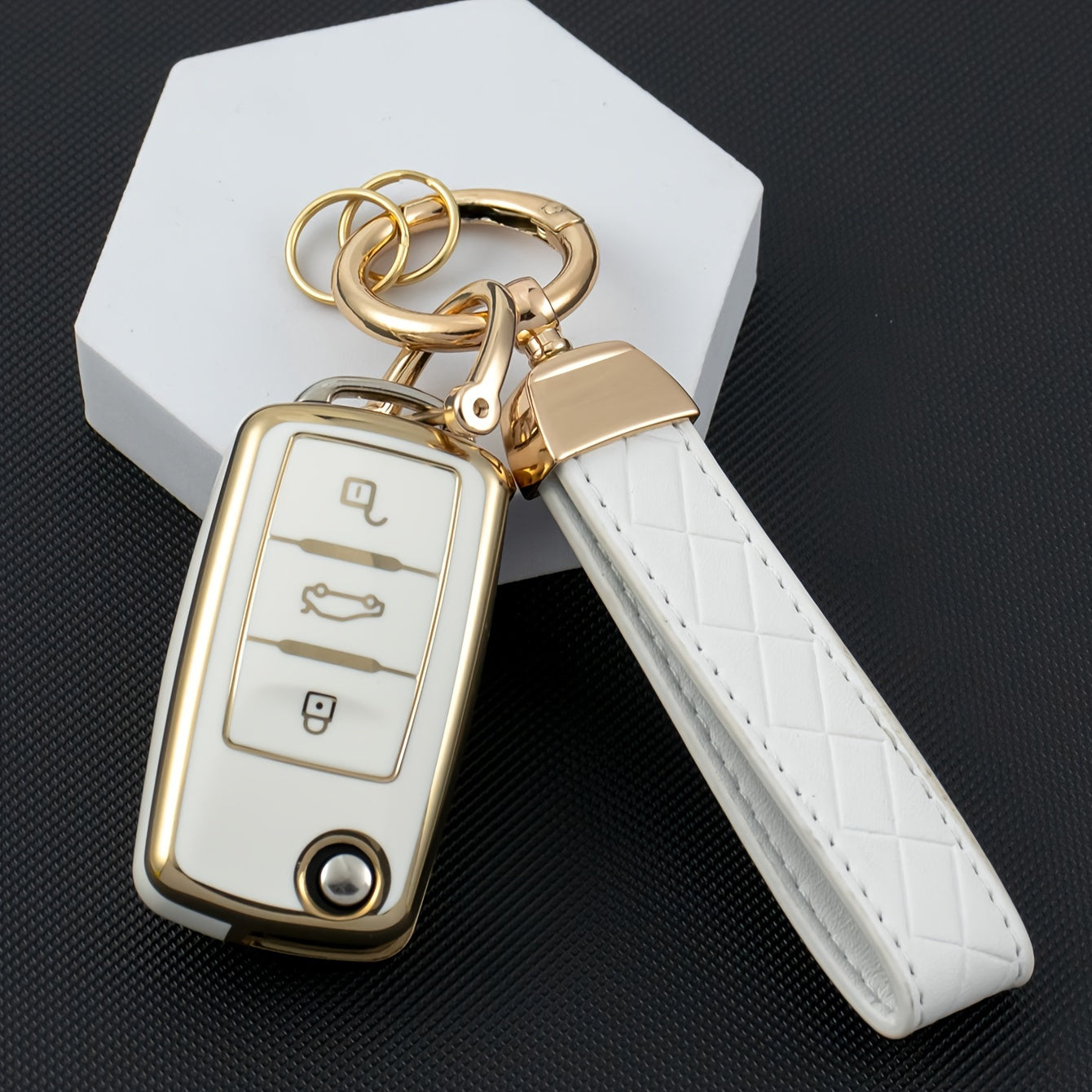 Soft Shell TPU Key Bag With Leather Rope Key Chain Car Key Set