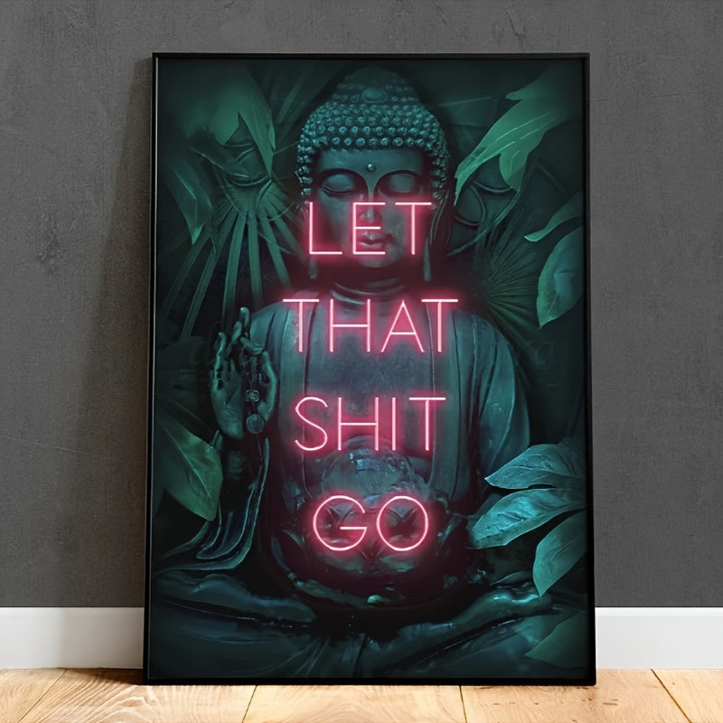 Zamonaviy uy bezaklari uchun Ramkasiz Neon Buddha Yoga Zen Kanvas San'at Chopi, Yashash xonasi devori uchun Portret yo'nalishi