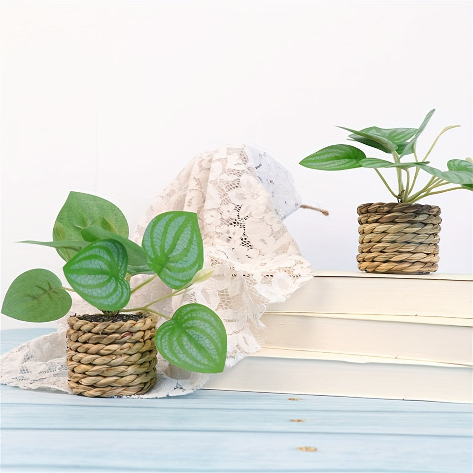 Artificial Green Grass Rope Pot for Home and Office Decor