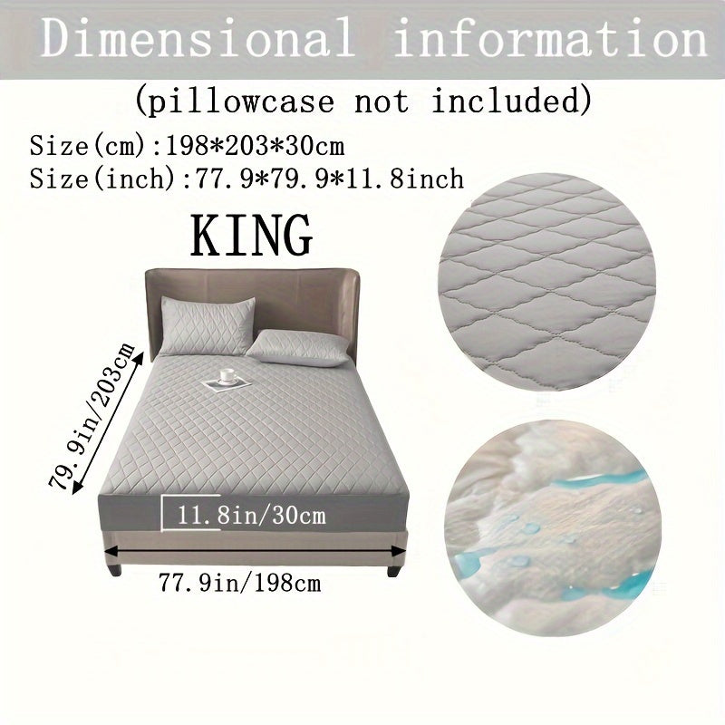 Waterproof Fitted Sheet with Geometric Embossed Pattern Deep Pocket Bed Sheet for Bedroom and Guest Room