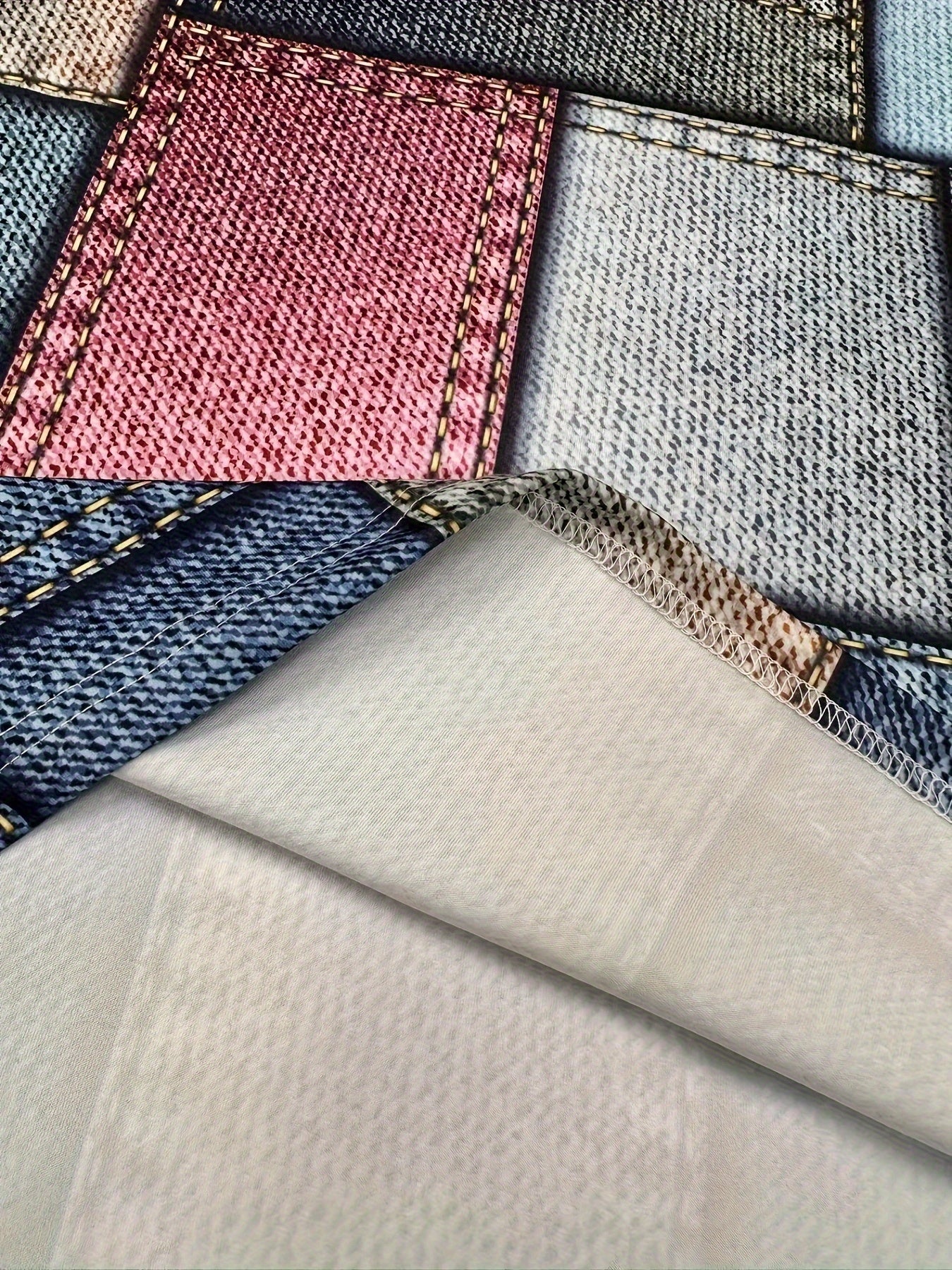 Women's Patchwork Print T-Shirt Polyester Blend Scoop Neck Short Sleeve Casual