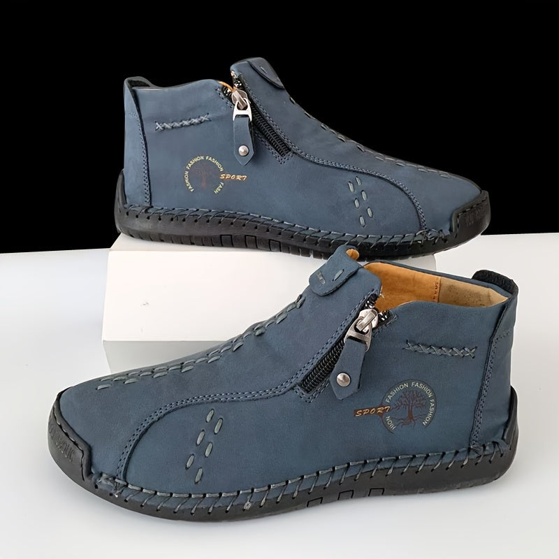 Женские ботинки на щиколотке повседневные однотонные с молнией на плоской подошве, универсальные для всех сезонов