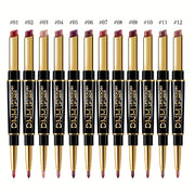 Pintalabios y perfilador de labios de doble extremo, antiadherente, a prueba de agua y de larga duración para mujer