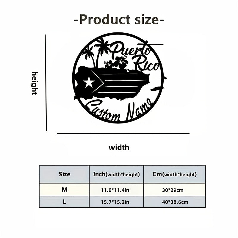 Personalized Puerto Rico Metal Wall Art Flag Decor Durable Sign for Home Room