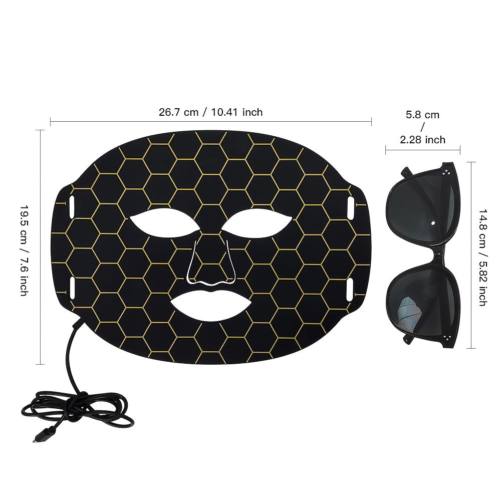 Facial Beauty Device with Seven Color Lights and Strap for At-Home Skin Care