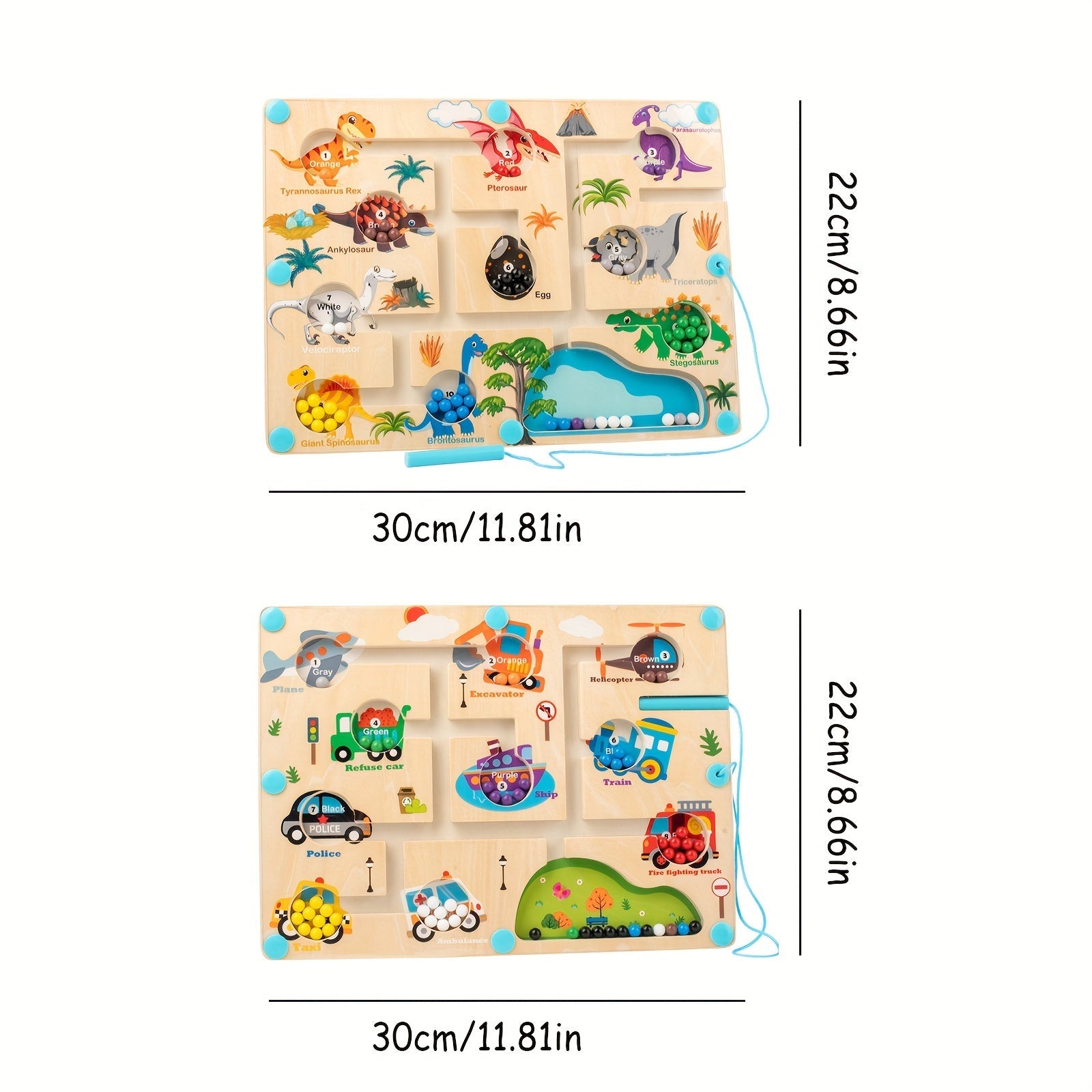 Dinozavr Yog'och Magnit Labirint O'yini - Raqam va Rang Magnit Labirinti Puzli Taxtasi, Hisoblash va Moslashtirishni O'rganish, Nozik Motor Ko'nikmalarini Rivojlantirish Uchun Sayohat O'yinchoq, O'g'il va Qizlar Uchun - Ideal Tug'ilgan Kun Hediye