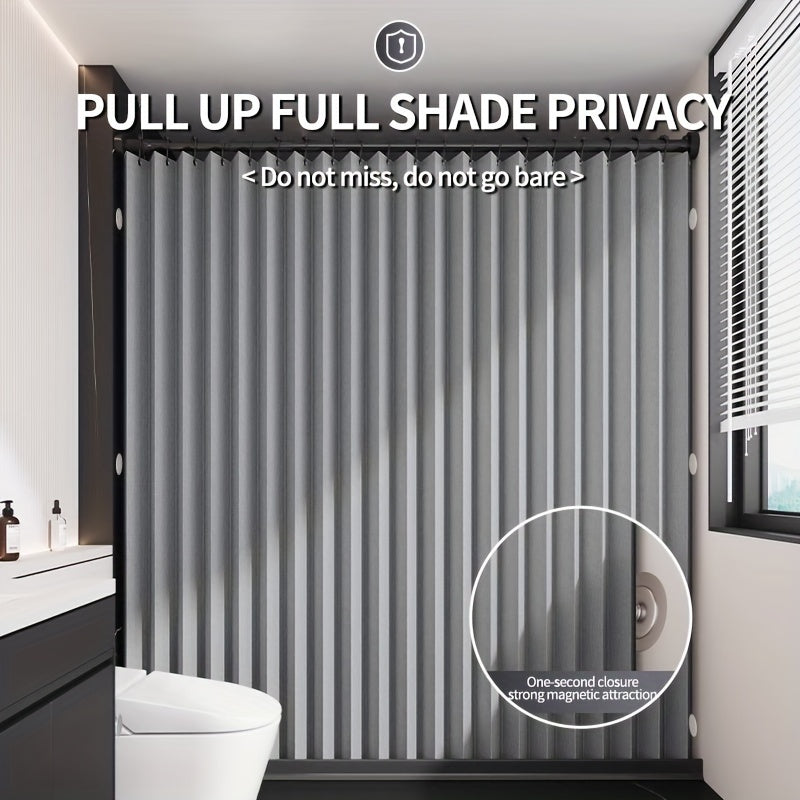 Plaid Water-Resistant Polyester Shower Curtain with Ripplefold Top and Metal Grommets
