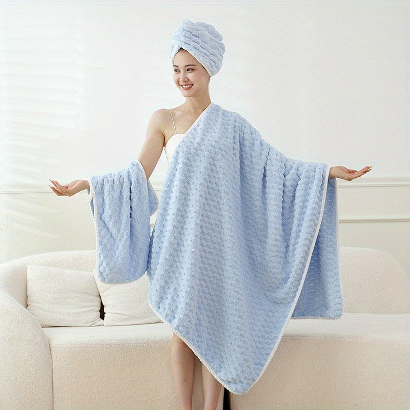 Large Pink Coral Fleece Bath Towel Ultra-Soft Absorbent Lint-Free Stylish