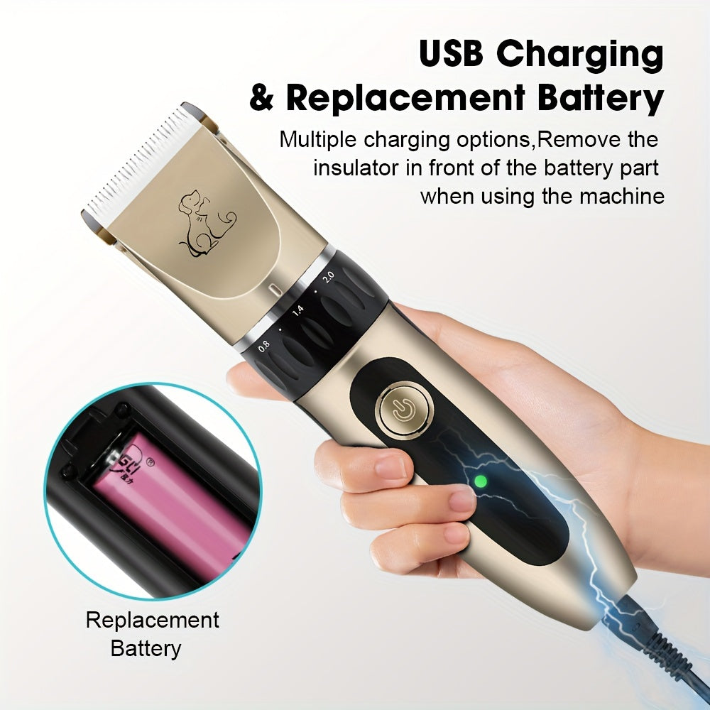 Electric Pet Hair Trimmer Rechargeable Battery Removable Blade for Dogs and Cats
