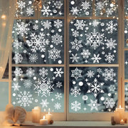 Set of 111 Christmas Snowflake Window Clings for Holiday Decorations and Party Supplies