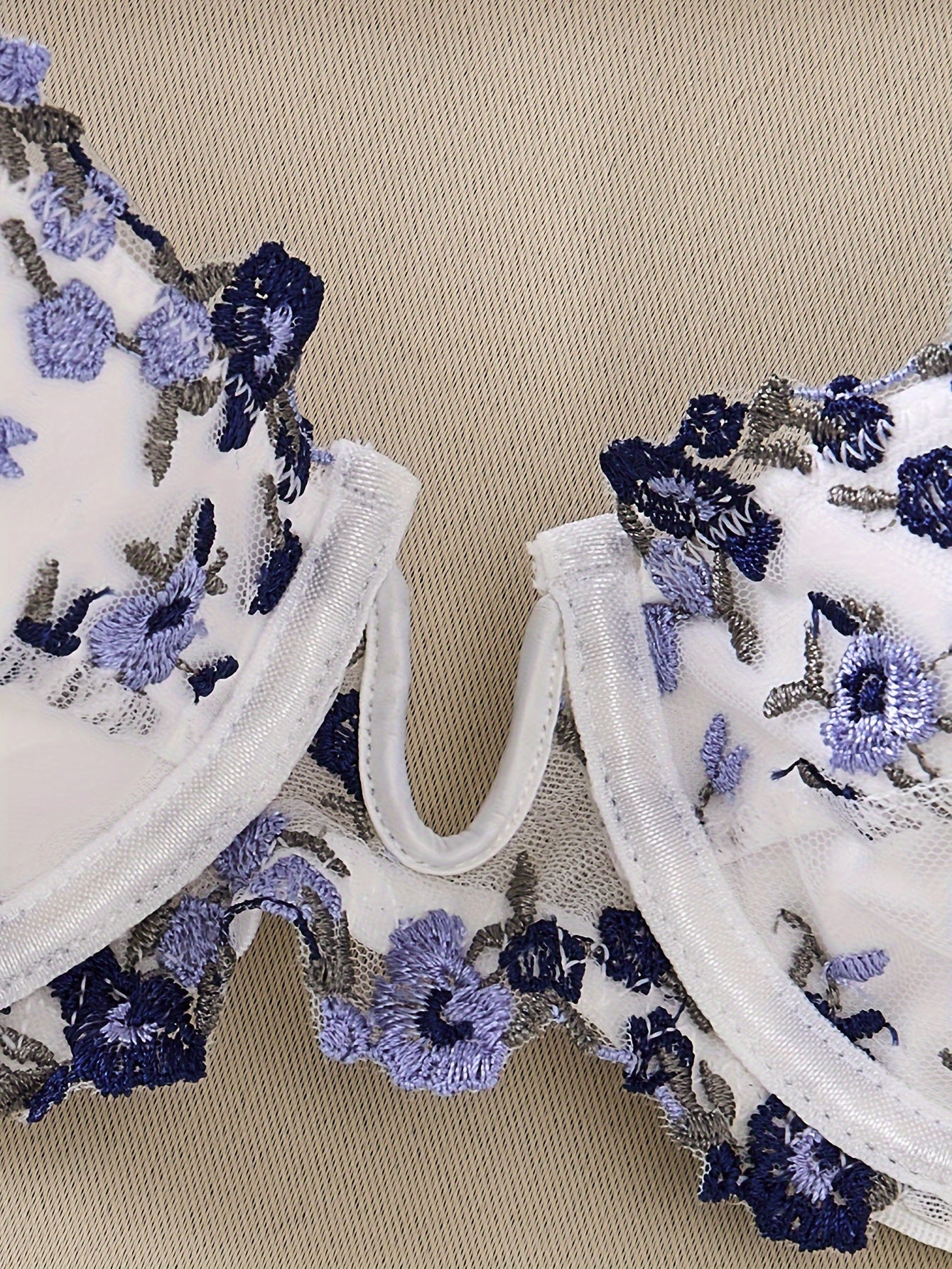 Women's Floral Embroidered Cami Bra and Panties Set Elegant Lingerie