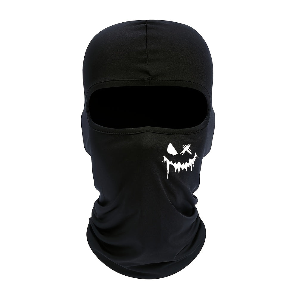 Unisex Ski Mask Balaclava with Smiling Face Print UV Protection Windproof for Snowboarding and Motorcycle Riding
