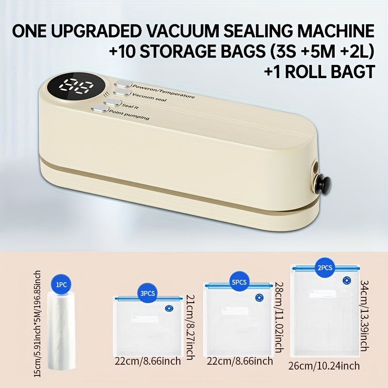 Sayohat uchun ikki funksiyali qo‘l bilan ishlovchi oziq-ovqat vakuum yopishtiruvchi, USB orqali qayta zaryadlanadigan 2400mAh batareya bilan