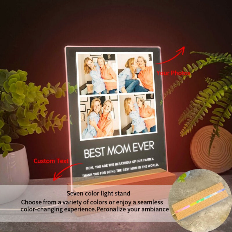 Custom Acrylic Photo Collage Night Light Personalized Family Picture Frame LED Decor